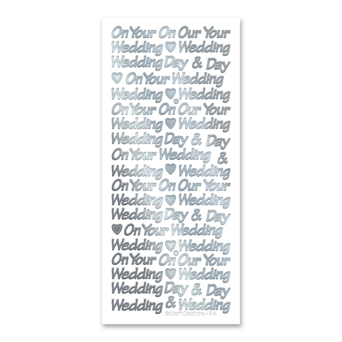 Wedding Day Silver Self Adhesive Stickers