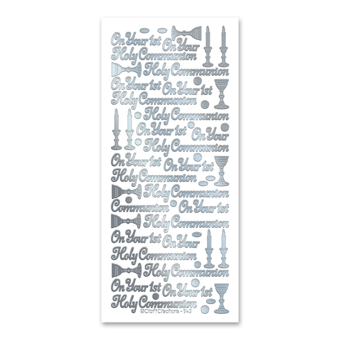 Holy Communion  Silver Self Adhesive Stickers