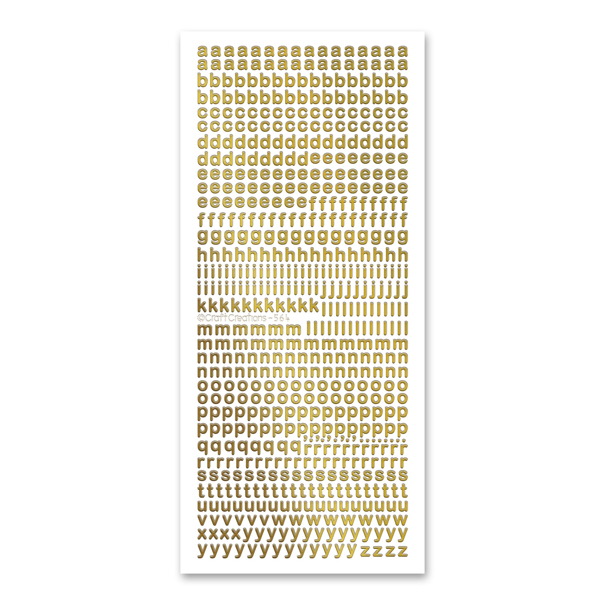 5.5mm Plain Lowercase Alphabet Gold Self Adhesive Stickers — Katy Sue ...