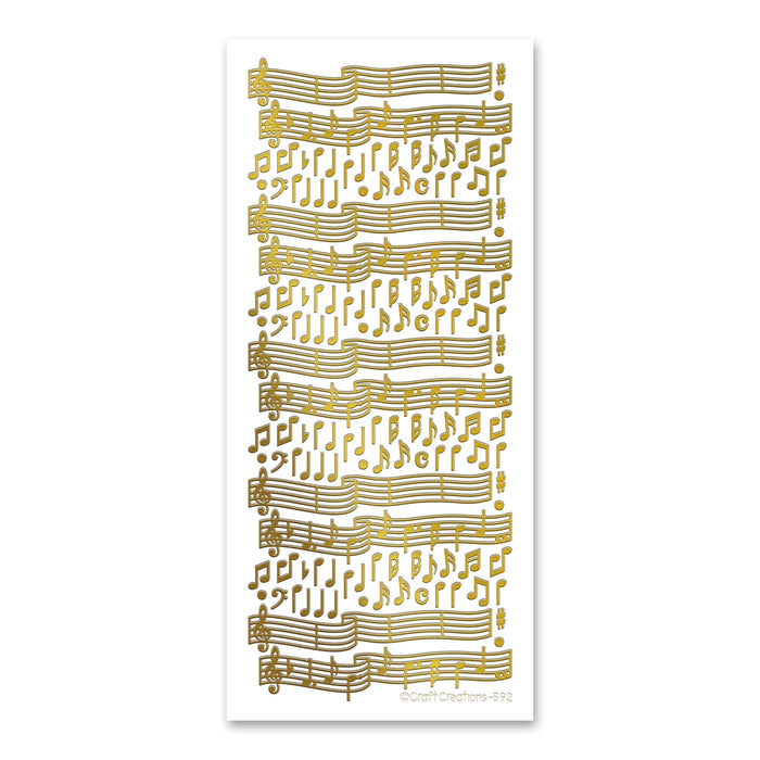 Notes And Staves  Gold Self Adhesive Stickers