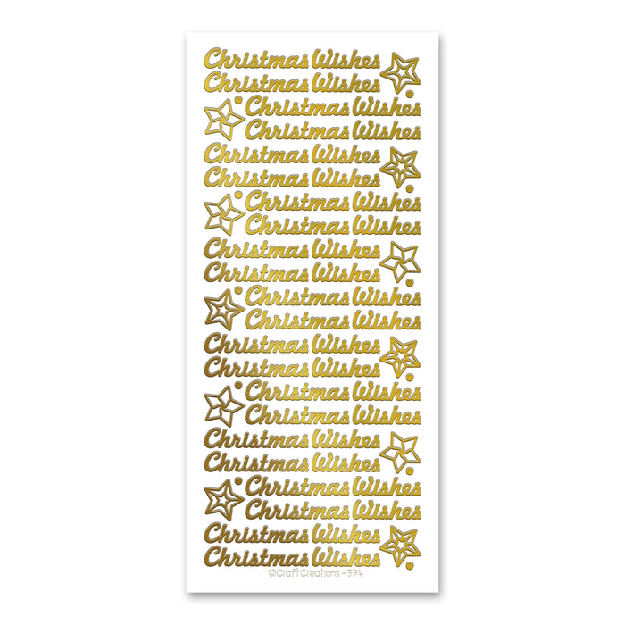 Christmas Wishes  Gold Self Adhesive Stickers