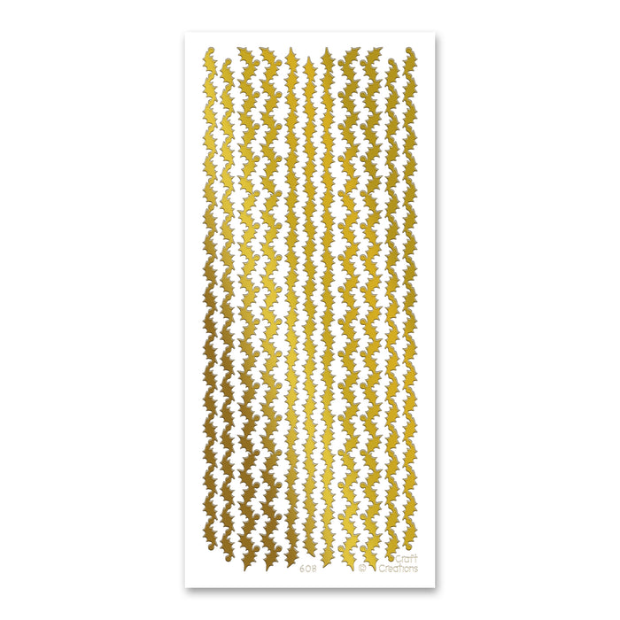 Holly Border  Gold Self Adhesive Stickers