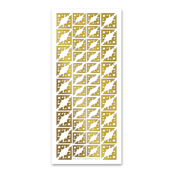 Fleur De Lys Corner  Gold Self Adhesive Stickers