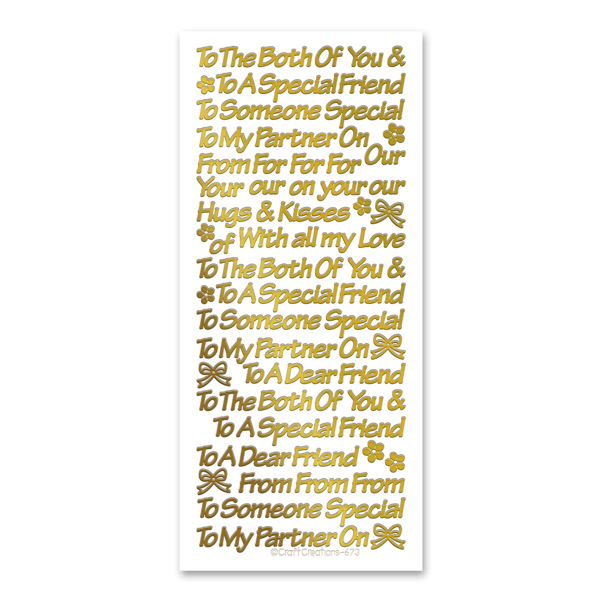 Friend - Partner Gold Self Adhesive Peel Off Stickers — Katy Sue Designs