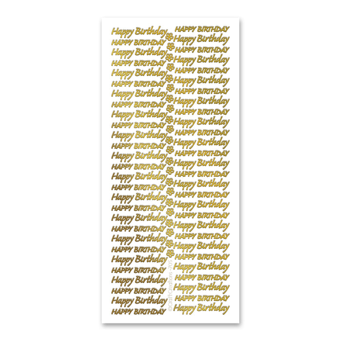 Happy Birthday  Gold Self Adhesive Stickers