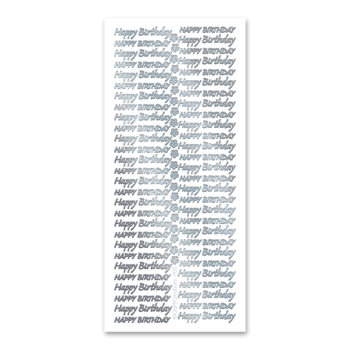 Happy Birthday  Silver Self Adhesive Peel Off Stickers