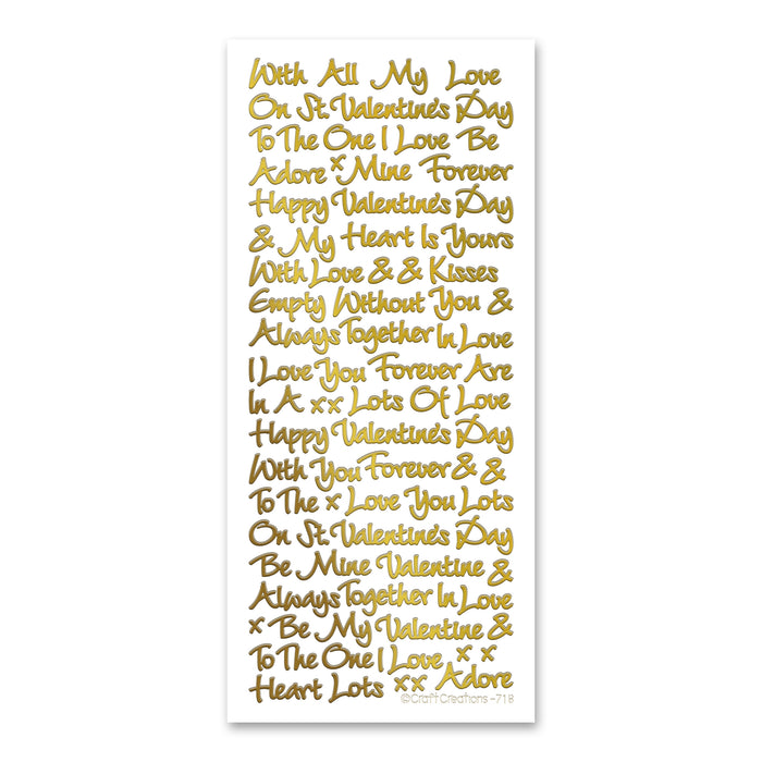 Loving Words  Gold Self Adhesive Stickers