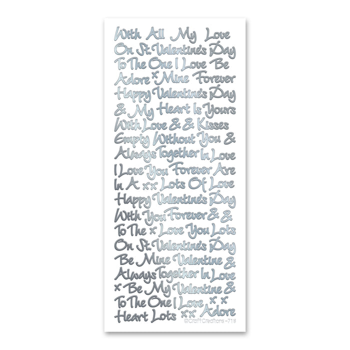 Loving Words  Silver Self Adhesive Stickers