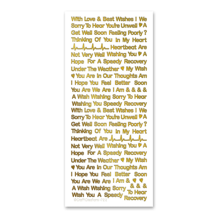 Get Well Mix  Gold Self Adhesive Stickers