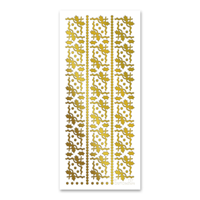 Holly Corners  Gold Self Adhesive Stickers