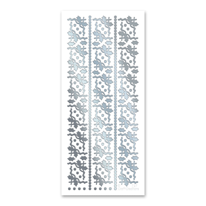 Holly Corners Silver Self Adhesive Stickers