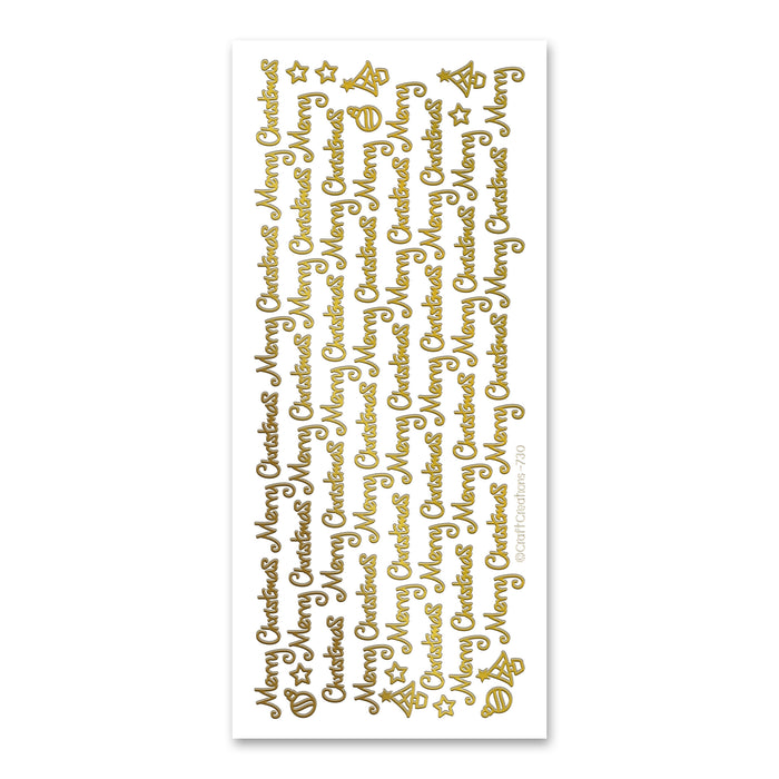 Merry Christmas  Gold Self Adhesive Stickers