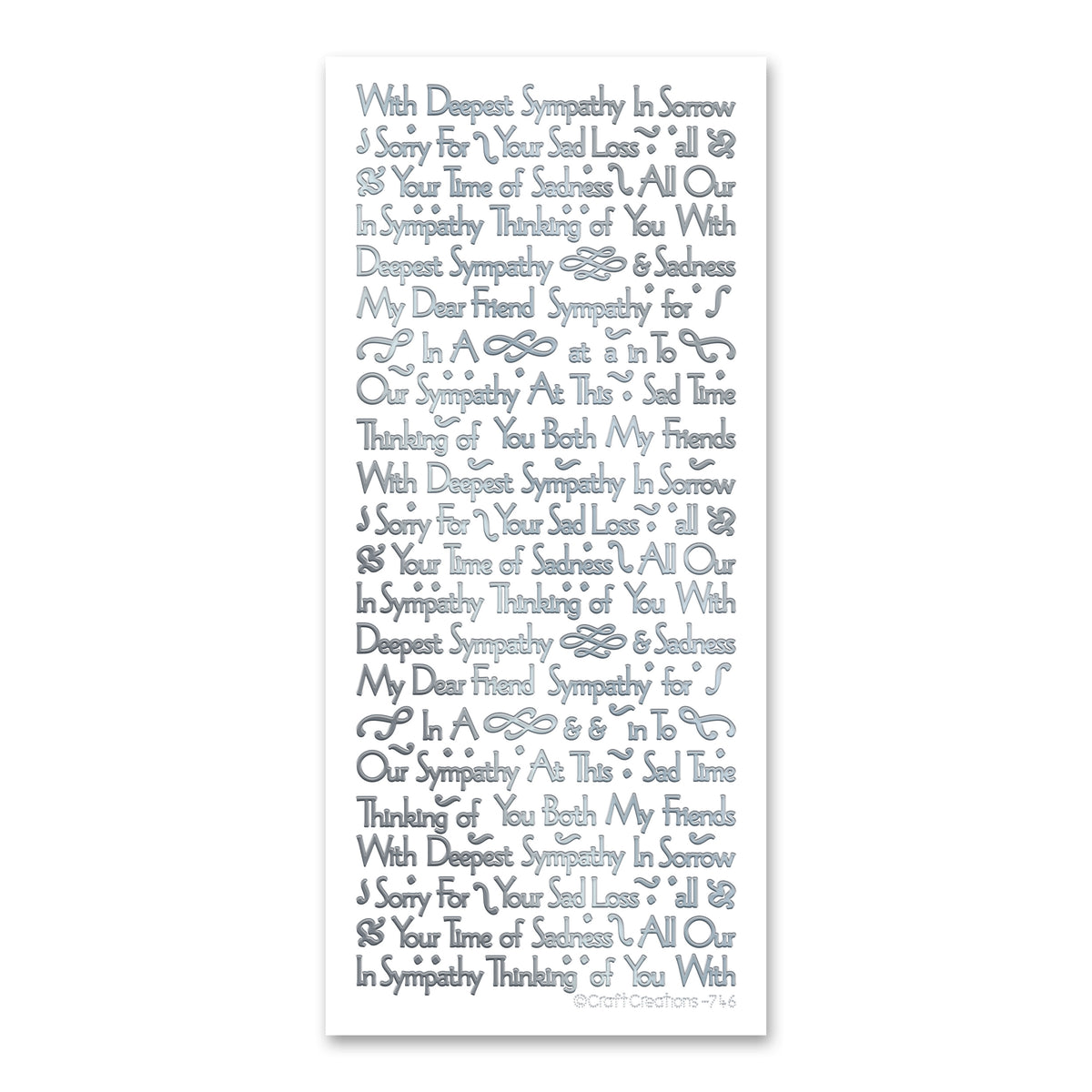 Deepest Sympathy Silver Self Adhesive Stickers — Katy Sue Designs