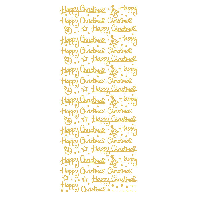 Happy Christmas  Gold Self Adhesive Stickers