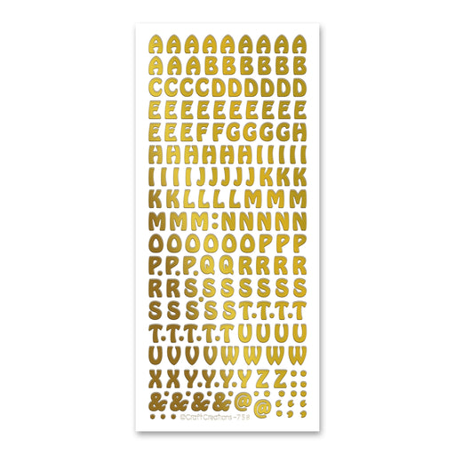 MEDIUM LETTERS Peel Off Stickers 15mm Alphabet Card Making Gold or