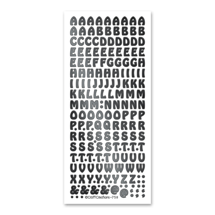 10mm Alphabet Uppercase Black Self Adhesive Stickers