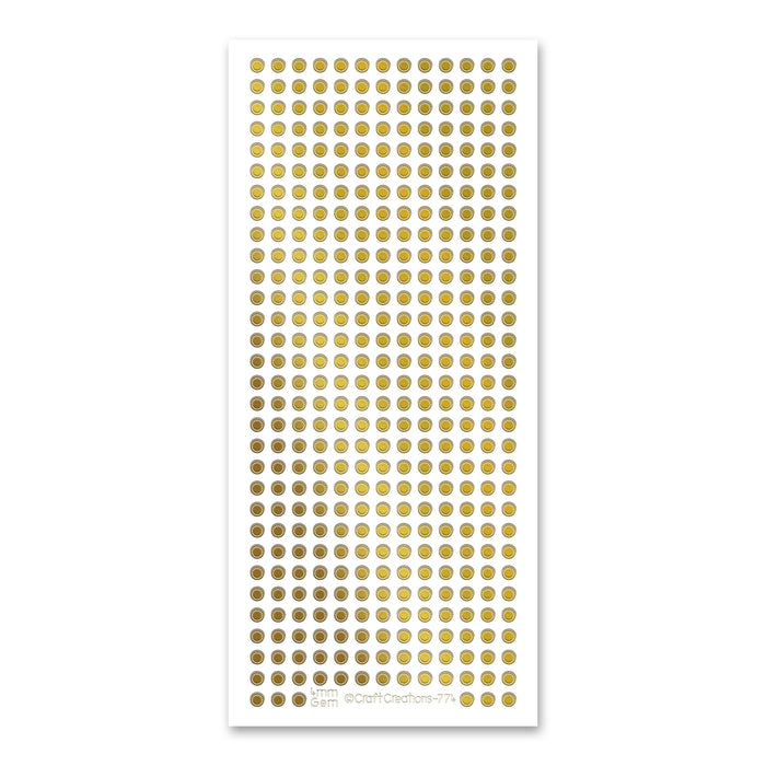 Gem Dots  Gold Self Adhesive Stickers
