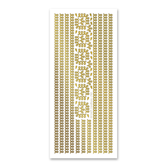 Loopy Borders  Gold Self Adhesive Stickers
