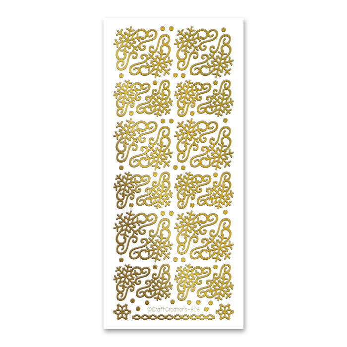 Snowflake Corners  Gold Self Adhesive Stickers