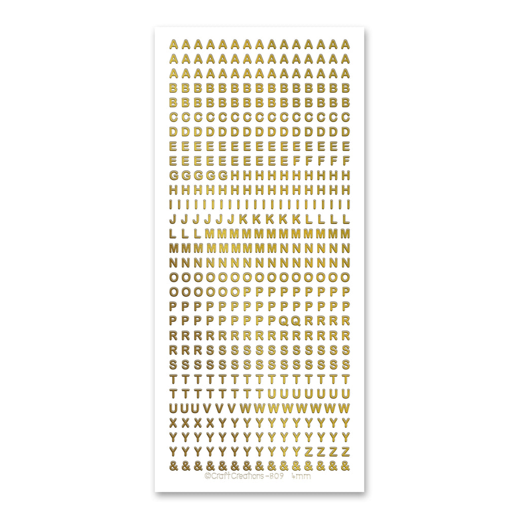Letter Stickers - 74-count Gold Foil Alphabet Sticker, Self
