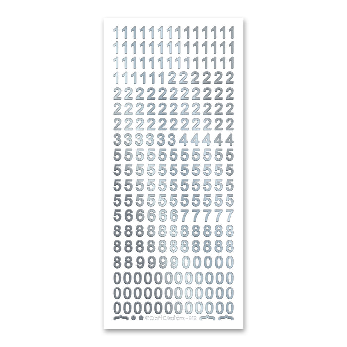 8mm Plain Numbers  Silver Self Adhesive Stickers