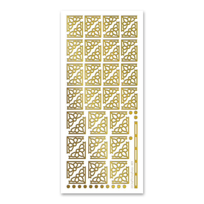 Deco Daisy Corners  Gold Self Adhesive Stickers