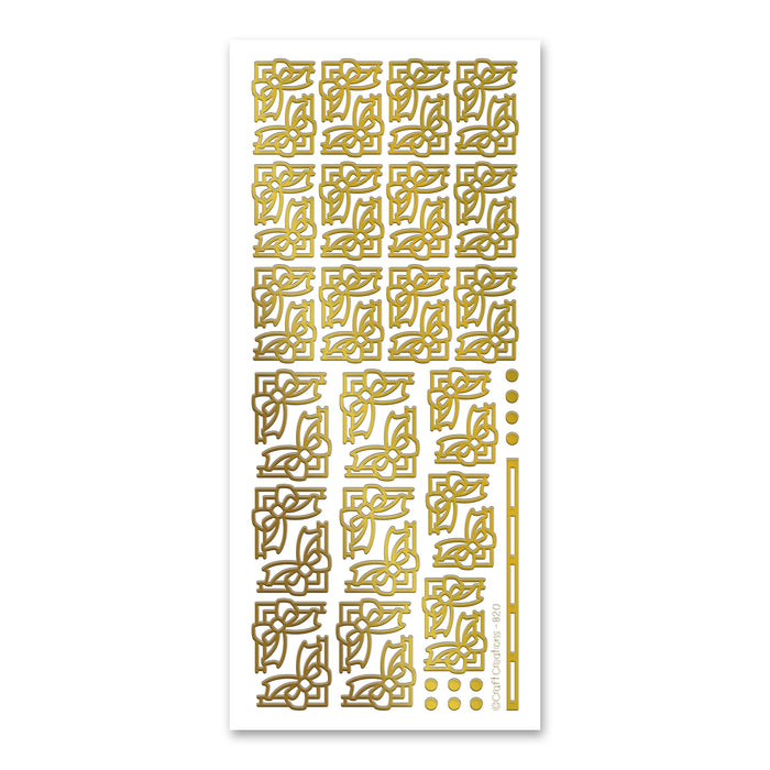 Deco Bow Corners  Gold Self Adhesive Stickers