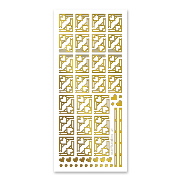 Deco Heart Corners  Gold Self Adhesive Stickers
