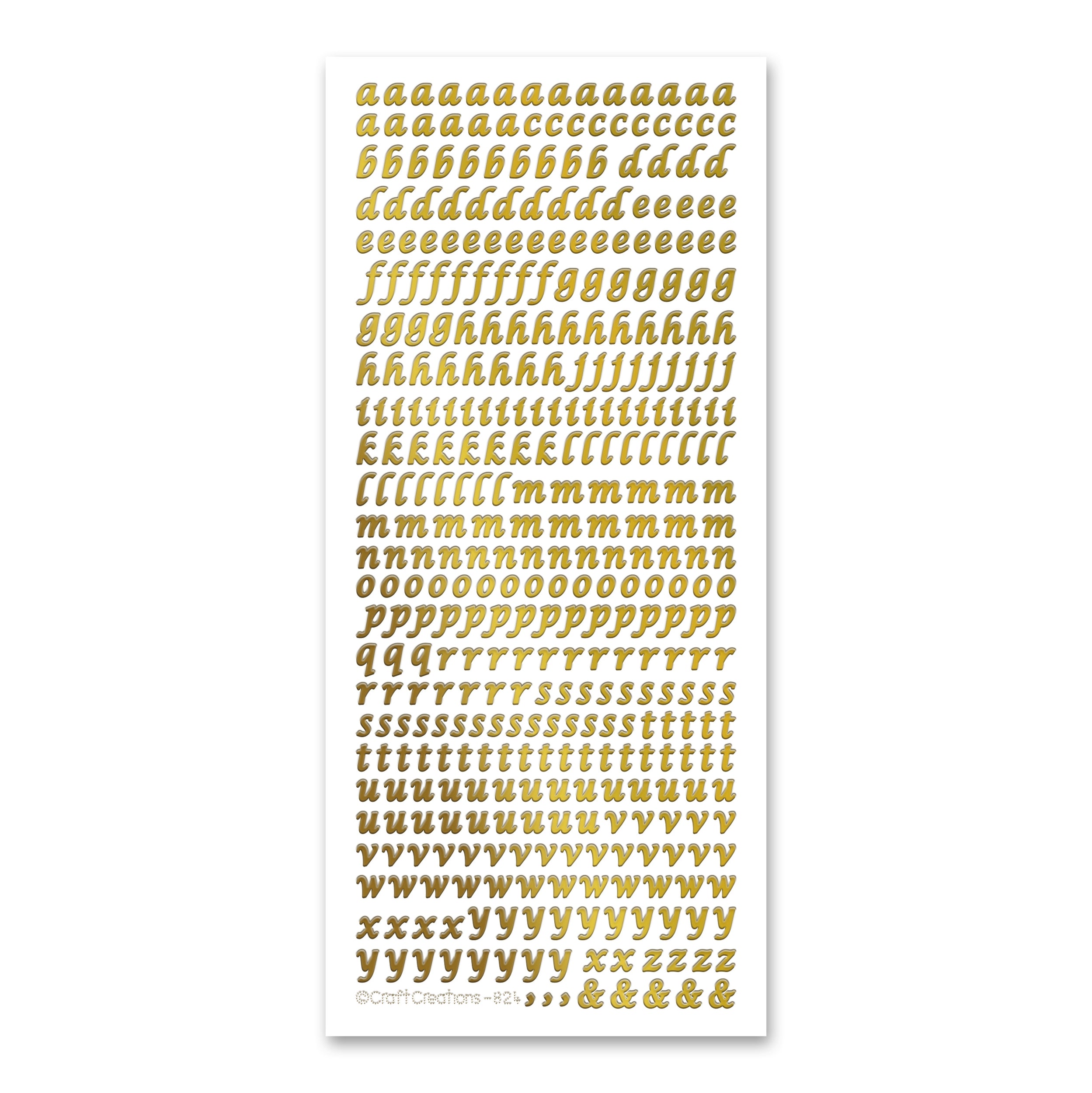 6mm Lettering 6mm Lowercase Alphabet Gold Self Adhesive Stickers — Katy Sue Designs