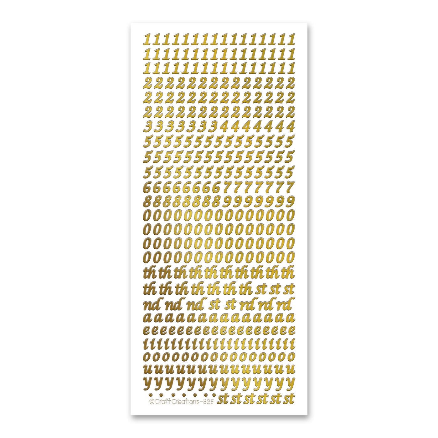 6mm Numbers, Dates & Vowels Gold Self Adhesive Stickers — Katy Sue Designs