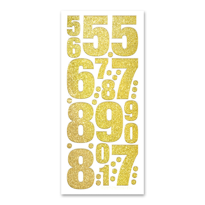 50 mm + 25 mm Zahlen 5–9 glitzernde goldene Vinyl-Abziehaufkleber
