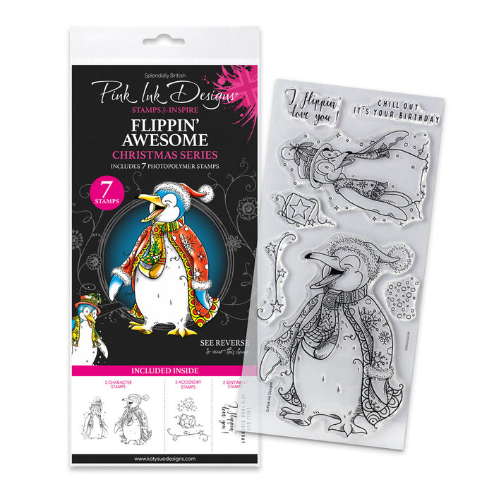 Pink Ink Designs - Flippin' Awesome Penguin, DL Stamp Set