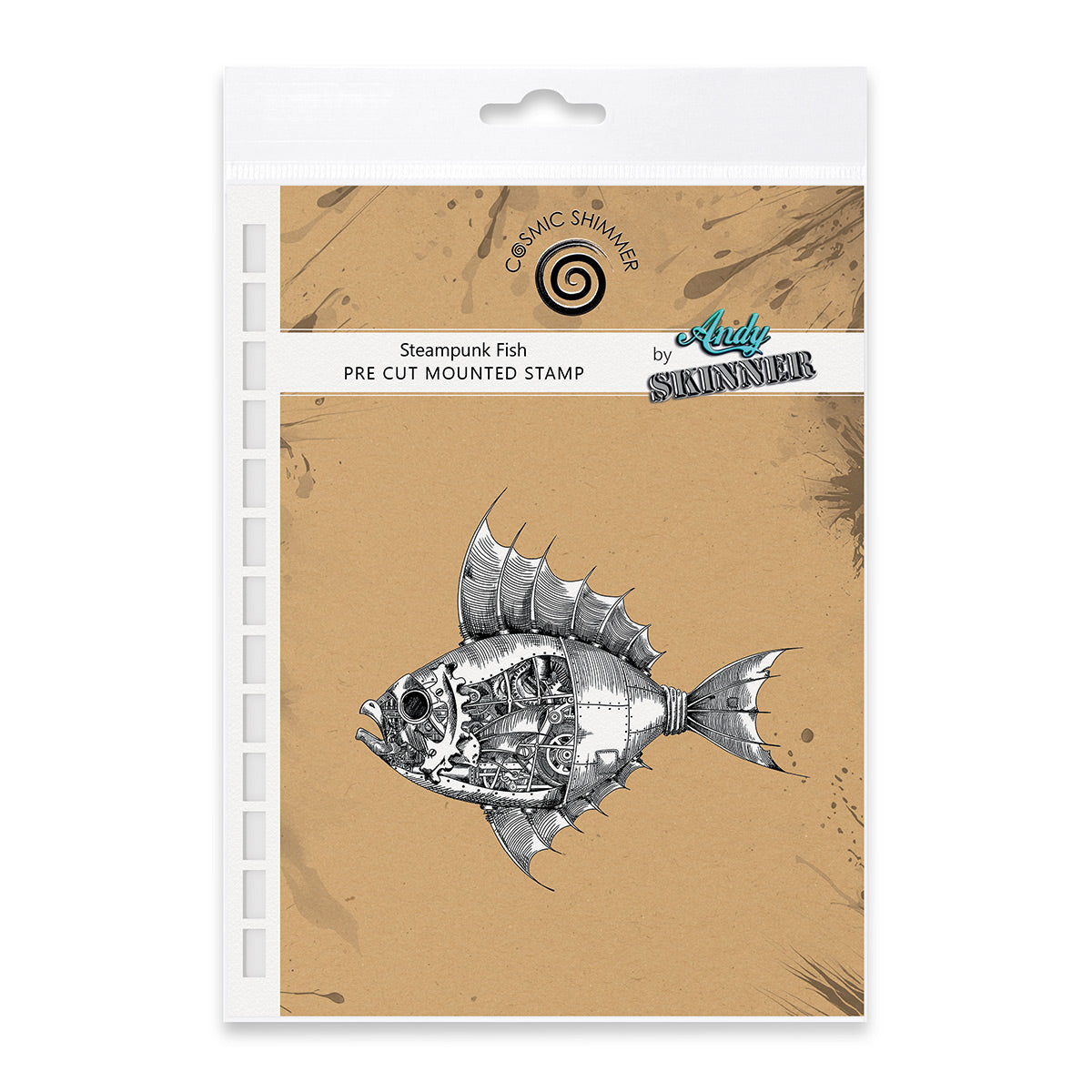 Steampunk Fish Pre Cut Rubber Stamp by Andy Skinner