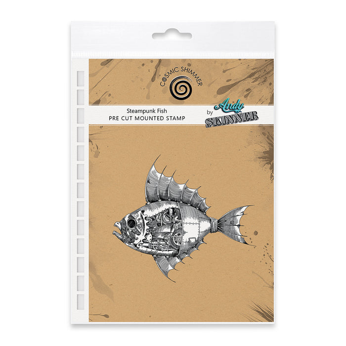 Steampunk Fish Pre Cut Rubber Stamp by Andy Skinner