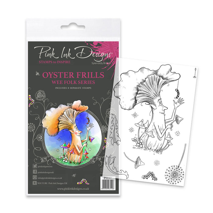 Pink Ink Designs - Oyster Frills Fungi, A6 Clear Stamp Set