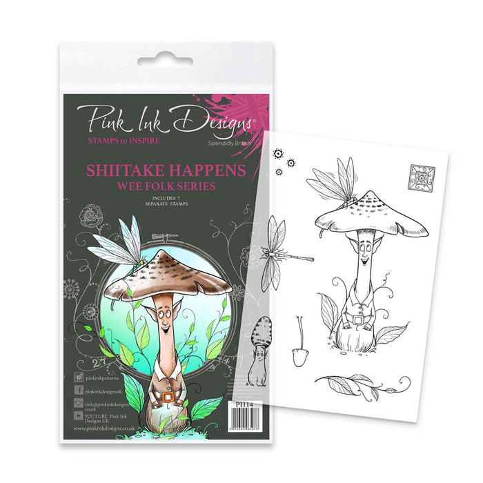 Pink Ink Designs - Shiitake Happens fungi, A6 Clear Stamp Set