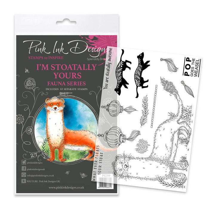 Pink Ink Designs - I'm Stoatally Yours, A5 Clear Stamp Set