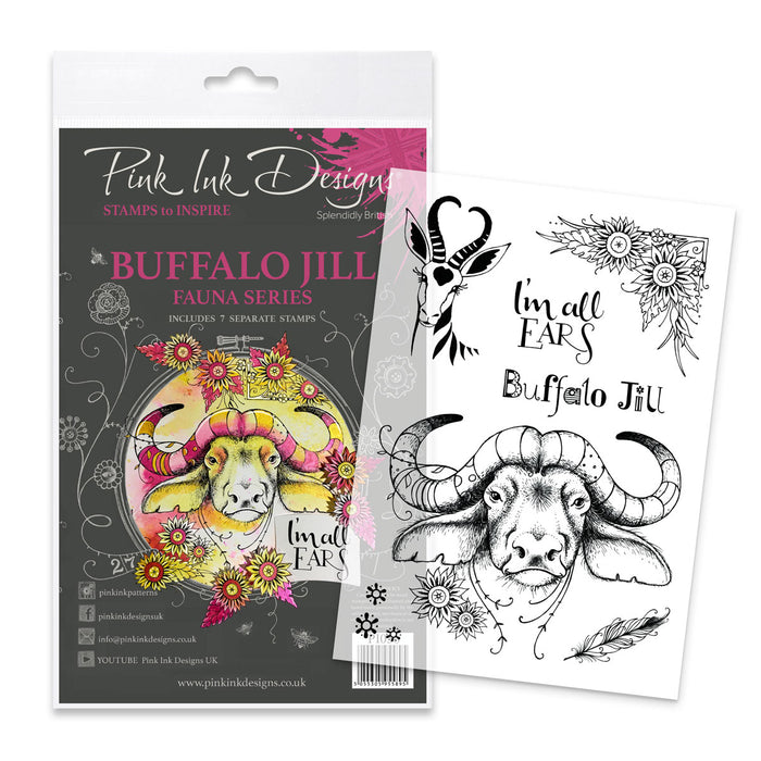 Pink Ink Designs - Buffalo Jill, A5 Clear Stamp Set