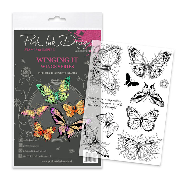Pink Ink Designs - Winging It, A5 Clear Stamp Set