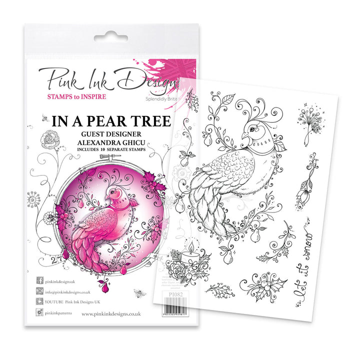 Pink Ink Designs - In A Pear Tree - Partridge, A5 Clear Stamp Set