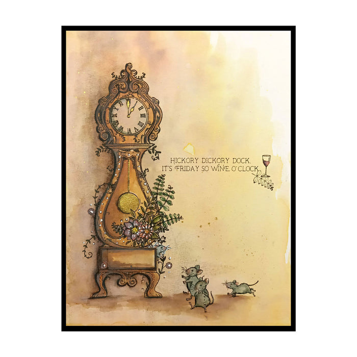 Pink Ink Designs - Hickory Dickory Dock Clock, A5 Clear Stamp Set