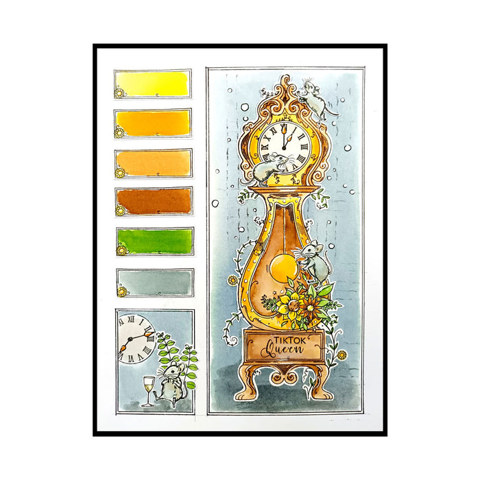 Pink Ink Designs - Hickory Dickory Dock Clock, A5 Clear Stamp Set