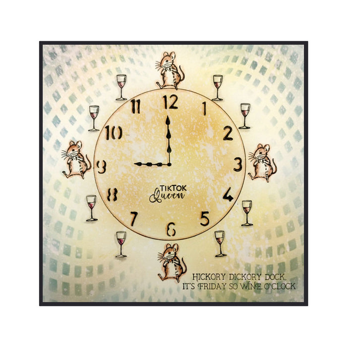Pink Ink Designs - Hickory Dickory Dock Clock, A5 Clear Stamp Set