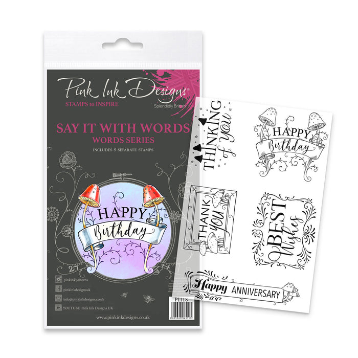 Pink Ink Designs - Say It With Words Sentiments, A6 Clear Stamp Set