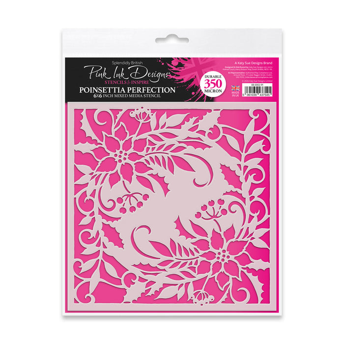 Pink Ink Designs - Poinsettia Perfection 6x6 Mixed Media Stencil