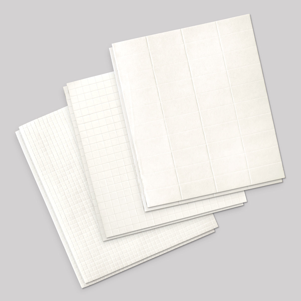 White Double Sided Adhesive Pads in 3 Different Sizes, pack of 6