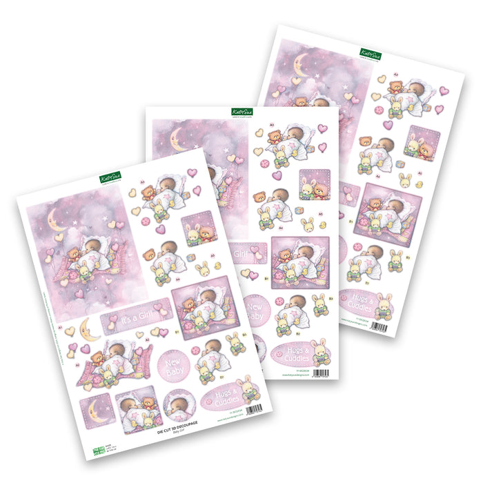 Die Cut Decoupage – Baby Girl with Moon (pack of 3)