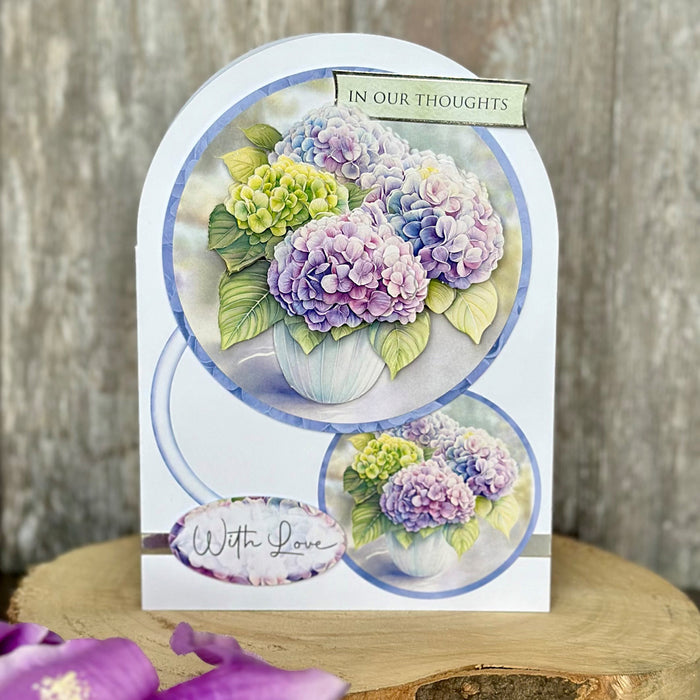 Gestanztes Decoupage-Muster – Hortensienvase (3er-Pack)