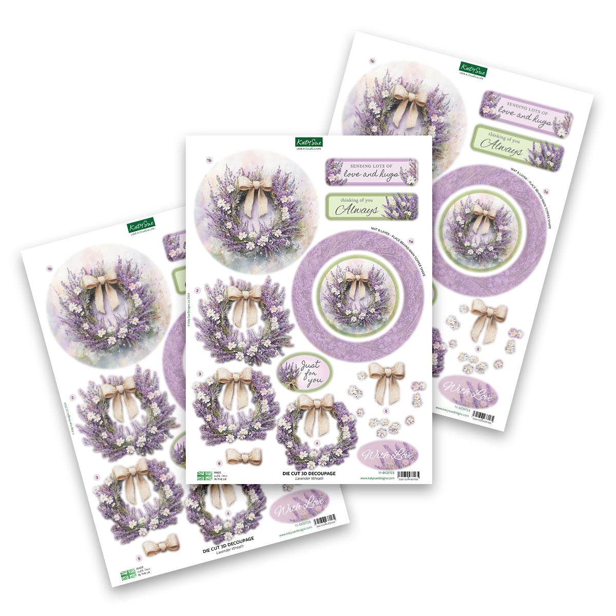 Katy Sue Designs – Papel Decoupage Troquelado 3D Navidad – Paquete De 3 Hojas – CON DESCUENTO