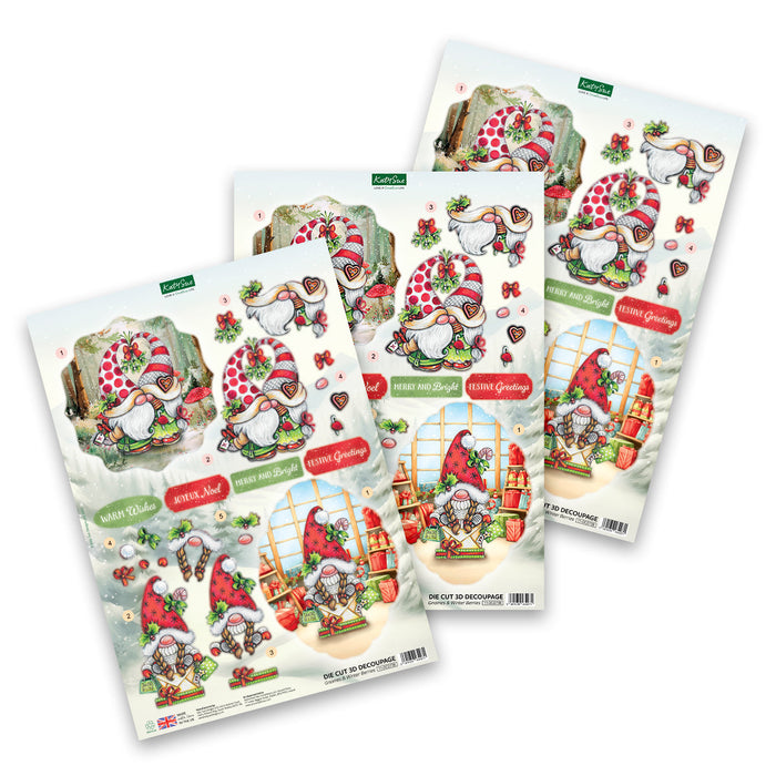 Die Cut Decoupage – Christmas Gnomes (pack of 12)